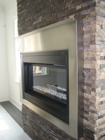 Custom stainless steel fireplace surround